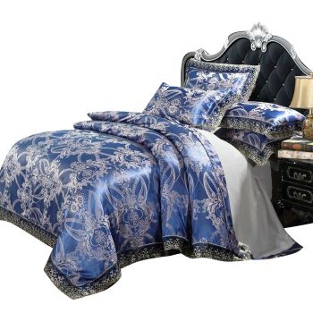 Blue Floral Queen/King Size Doona Duvet Quilt Cover Set Bedding Pillowcases