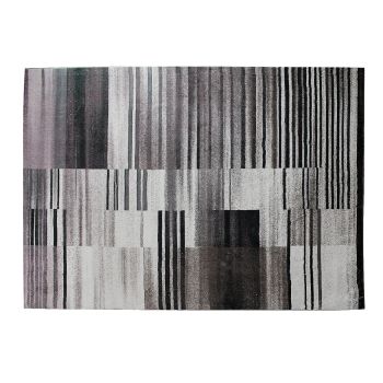 Super Soft Thin Thread Floor Area Modern Abstract Rug Carpet Black Grey