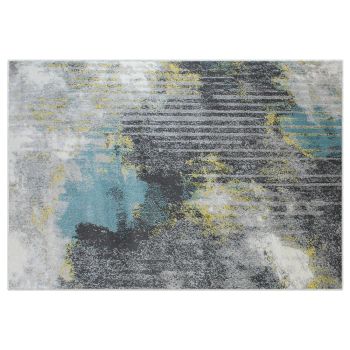 Black Blue Creamy Color Floor Area Abstract Rug Modern Large Carpet #5514